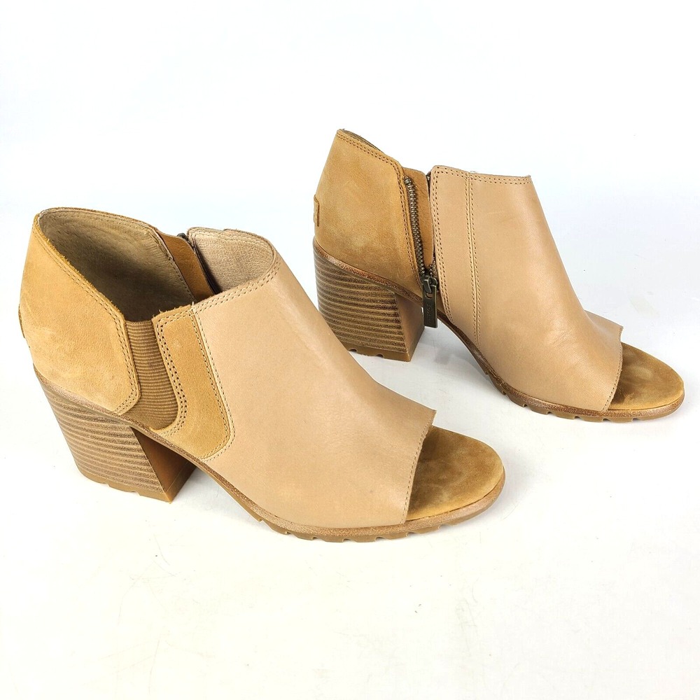 Sorel Women's Tan Beige Open Toe Chunky Heel Shoe NL3574-246 Size US 8.5
